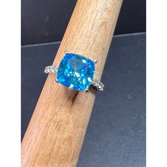 Vintage 14K White Gold Cushion Cut CZ Engagement Ring Size 7 - Picture 16 of 16